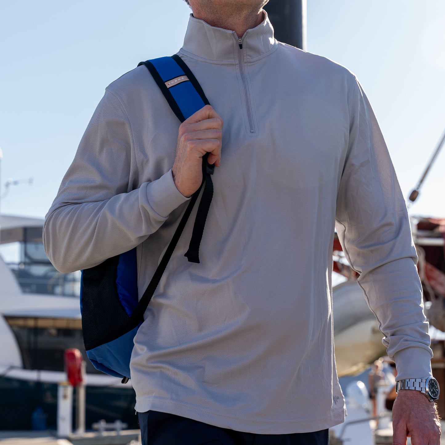 Signature Long Sleeve Polo - Light Grey