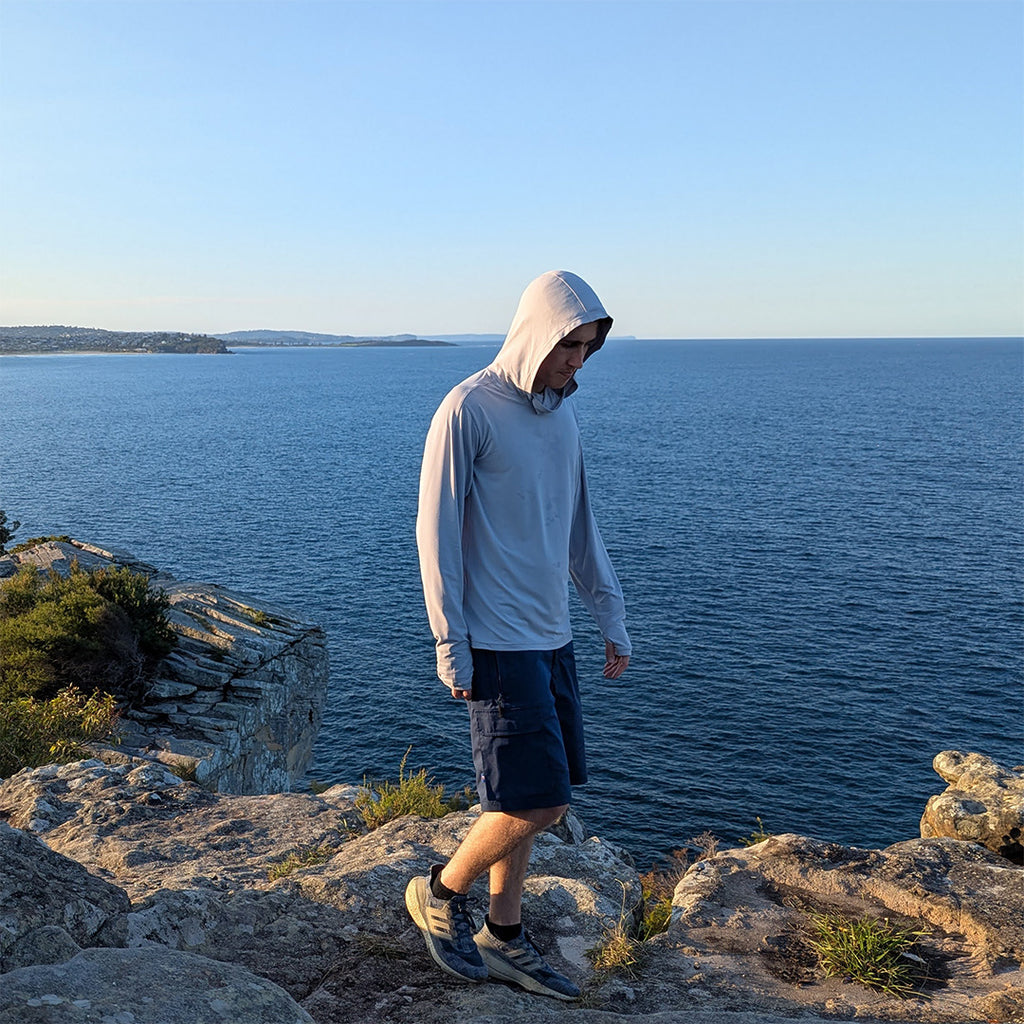 Hooded Sun Shirt - Light Grey
